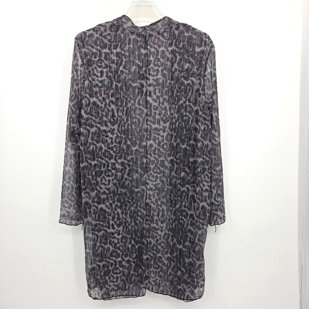 Investments Sheer Kimono Duster Coat Womens Size 1X Leopard Boho Festival Witchy - Picture 2 of 8
